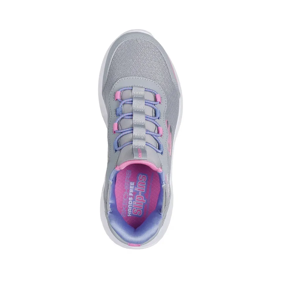 Tênis infantil feminino Skechers Bounder-Simple cinza com foco no conforto e design moderno